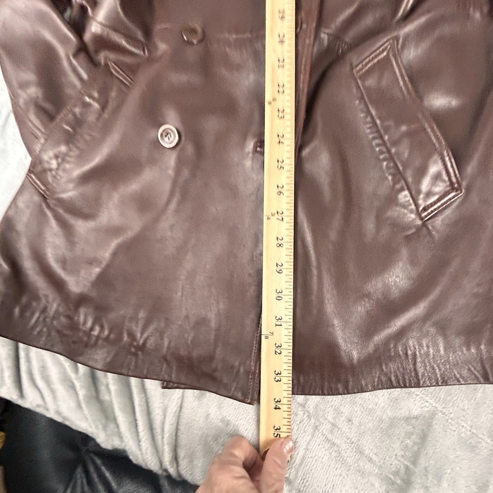 COACH Brown Leather Coat  No.D6K-0966 Sz Small MISSING Belt  VINTAGE  Jacket - Picture 5 of 16
